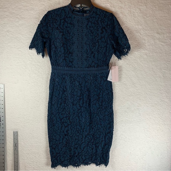 Rachel Parcell Dresses & Skirts - Rachel Parcell Sheath Lace Dress Blue Women's Short Sleeve Size 8 NWT 5746